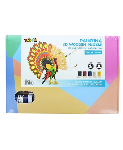 3D Wooden Painting Puzzle | Peacock