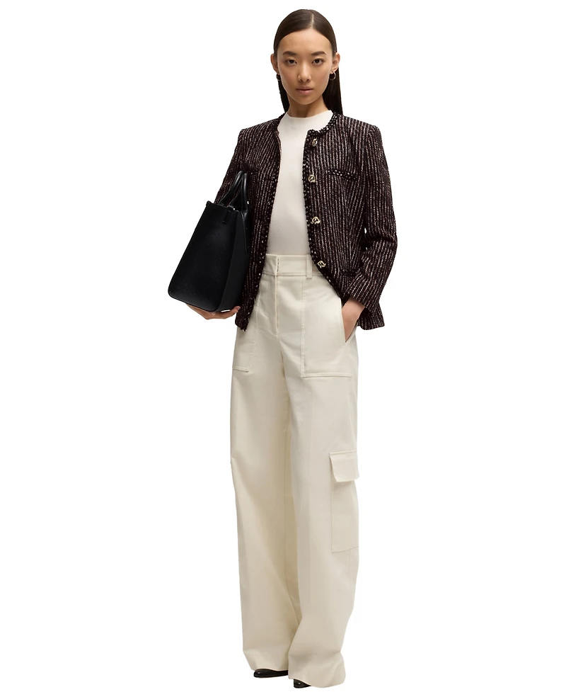 Boss by Hugo Women's Multicolored Boucle Slim-Fit Blazer