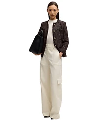 Boss by Hugo Women's Multicolored Boucle Slim-Fit Blazer