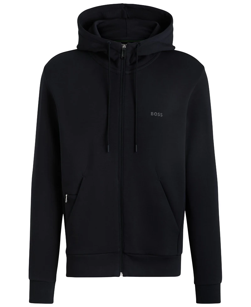 Boss by Hugo Men's Logo Print Zip-Up Hoodie