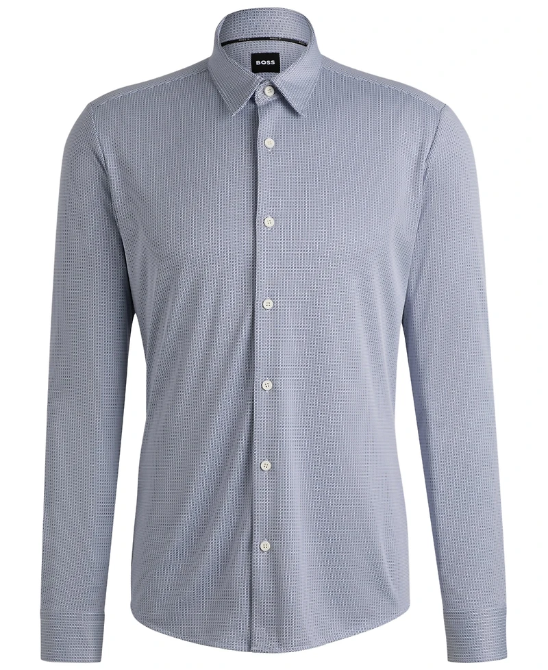 Boss by Hugo Boss Men's Patterned Performance Slim-Fit Dress Shirt