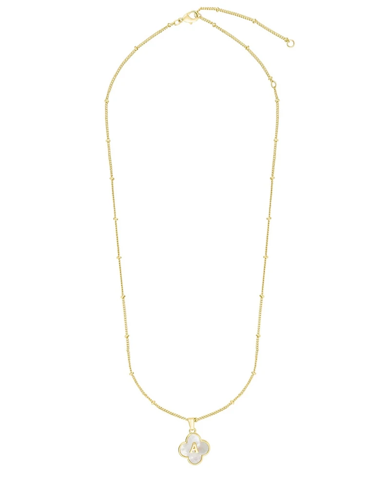 Adornia Gold Mother of Pearl Initial Clover Necklace - White