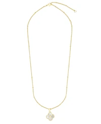Adornia Gold Mother of Pearl Initial Clover Necklace - White