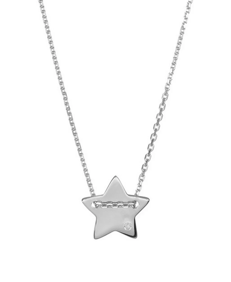 Adornia Silver Diamond Star Charm Necklace