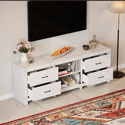 Tv Stand with 4 Drawers and Shelves, Media Console, Entertainment Center