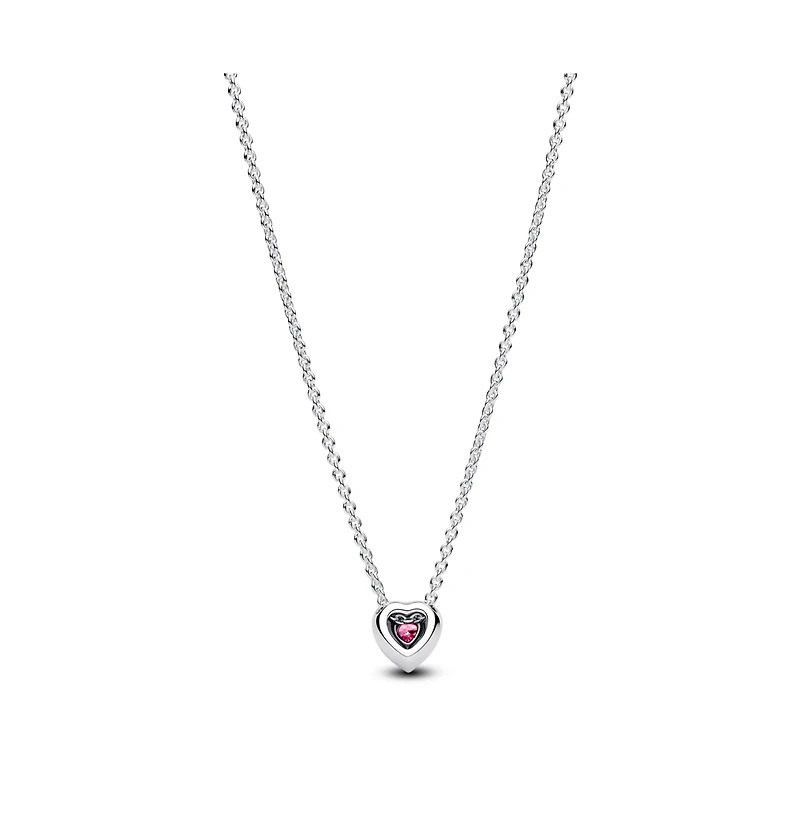 Pandora Sterling Silver Pink Elevated Heart Necklace