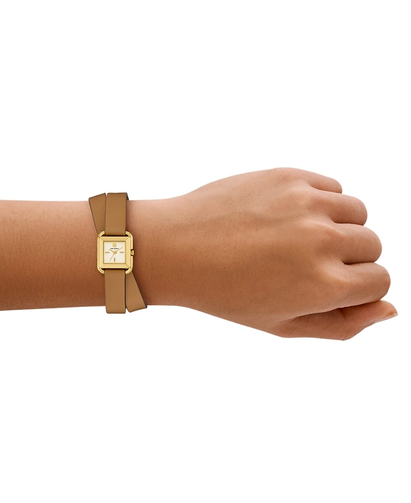 Tory Burch Women's The Kira Brown Leather Wrap Strap Watch 18mm