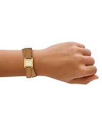 Tory Burch Women's The Kira Brown Leather Wrap Strap Watch 18mm