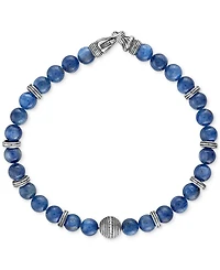 Esquire Men's Jewelry Kyanite & Diamond (1/10 ct. t.w.) Bead Bracelet in Sterling Silver, Exclusively at Macy's