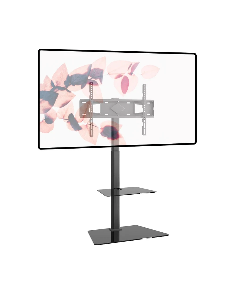 ProMounts Premium Swivel Floor Stand Tv Mount with Shelf for 37 to 72 Inch TVs, Holds up to 88Lbs