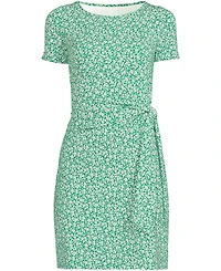 Lands' End Women's Short Sleeve Cotton Modal Wrap Above the Knee Dress