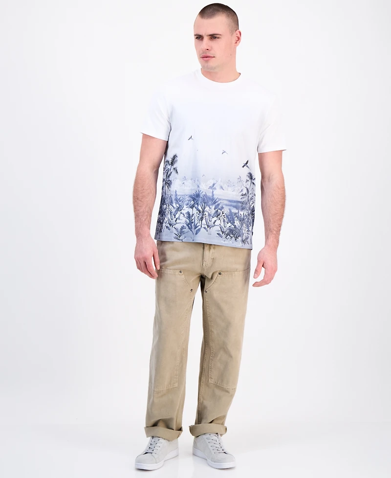 Guess Men's Short Sleeve Big Cat Paradise Graphic Crewneck T-Shirt