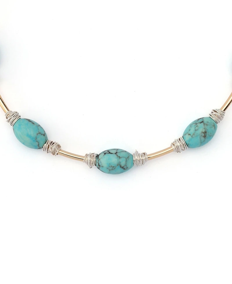Robert Lee Morris Soho Turquoise Stone Bead Wire Collar Necklace