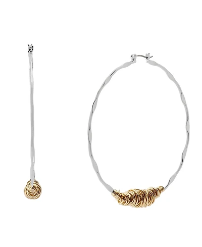 Robert Lee Morris Soho Two Tone Large Wire Wrapped Sculpted Hoop Earrings