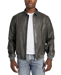 Guess Men's Aviator Relaxed-Fit Faux-Leather Bomber Jacket