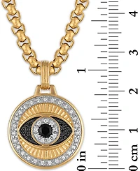 Esquire Men's Jewelry Lab-Created Blue Sapphire (1/4 ct. t.w.) & Diamond (1/4 ct. t.w.) Evil Eye 22" Pendant in 14k Gold Plated Sterling Silver, Exclu