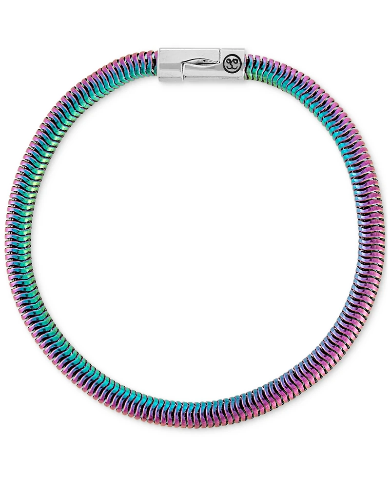 Esquire Men's Jewelry Rainbow Snake Link Chain Bracelet in Anodized Stainless Steel, Exclusively at Macy's