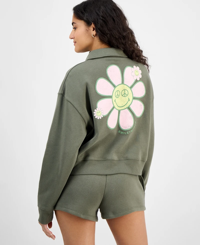Grayson Threads, The Label Juniors' Collared Daisy Sweatshirt