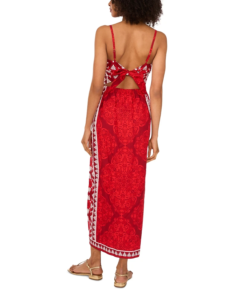 1.state Women's Cotton Printed Twist-Front Maxi Dress
