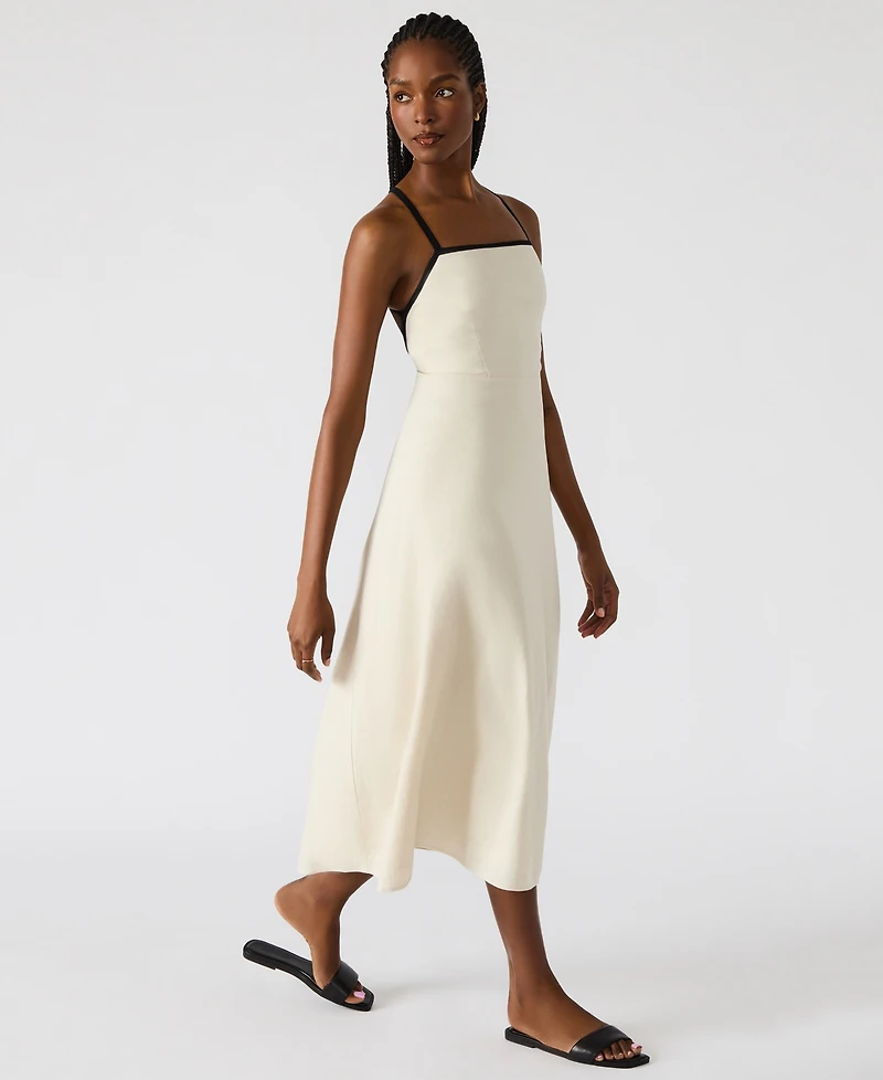 Steve Madden Women's Riyan Tipped Apron-Neck Midi Dress
