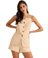 1.state Women's Square-Neck Button-Front Long Vest