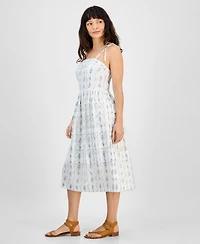 And Now This Petite Floral-Print Square-Neck Sleeveless Ruffle Midi Dress, Exclusively at Macy's