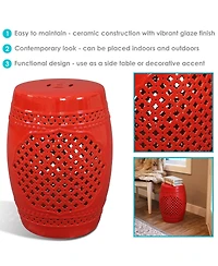 Marrakesh Lattice Ceramic Decorative Garden Stool - 17.75"