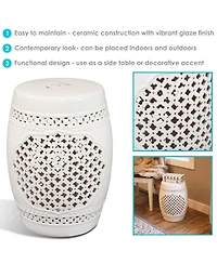 Marrakesh Lattice Ceramic Decorative Garden Stool - 17.75"