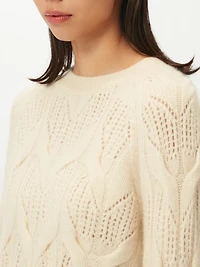 Gobi Cashmere Women's Ajour-Knit Cashmere Crew-Neck Sweater