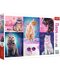 Trefl Red Neon Color Line 1000 Piece Puzzle - Super cats