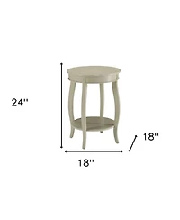 Round Solid Wood End Table with Shelf – Classic Design and Extra Storage