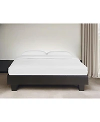 Solid & Manufactured Wood Bed Frame – Faux Leather Upholstered Headboard