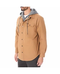 Smith's Workwear Men's Sherpa-Lined Hooded Stretch-Canvas Snap Shirt-Jacket