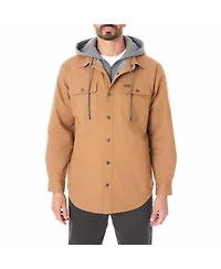 Smith's Workwear Men's Sherpa-Lined Hooded Stretch-Canvas Snap Shirt-Jacket