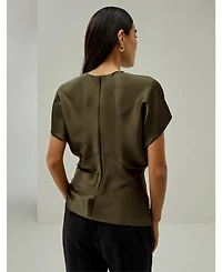 Women's Short Batwing Sleeve Silk Contour Top