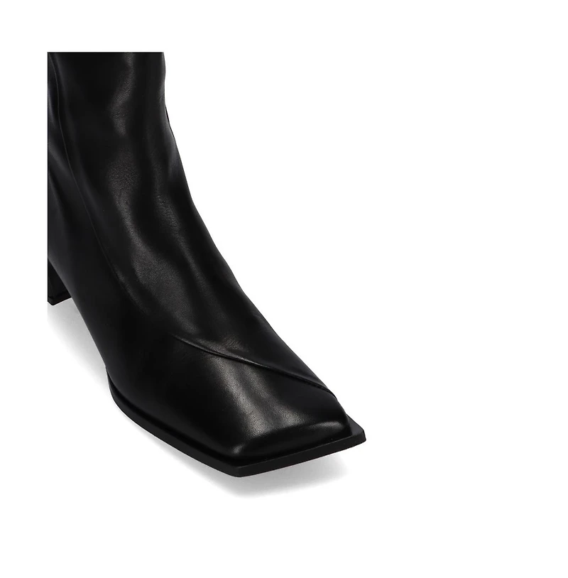 Chantal Black Leather Ankle Boots