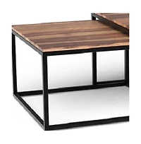 Solid Wood and Iron Square Coffee Table for Modern Living Room Decor