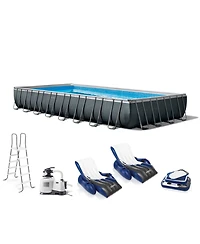 Intex 32ft x 16ft x 52in Ultra Xtr Rectangular Pool , Floats (2 Pack), & Cooler