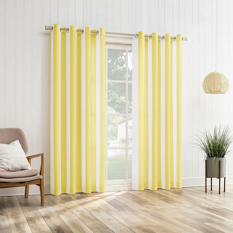 Reagan Cabana Stripe Semi-Sheer Grommet Curtain Panel