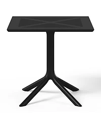 5-Piece Outdoor Resin Square Patio Dining Table Set with Modern Stackable Chairs