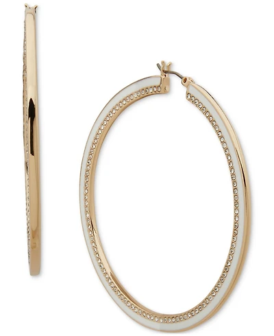 Karl Lagerfeld Paris Gold-Tone Medium Pave & Color Hoop Earrings, 2"