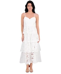 Siena Women's Embroidered-Lace Ruffle-Tiered Dress