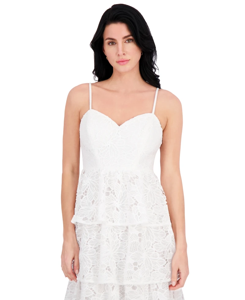 Siena Women's Embroidered-Lace Ruffle-Tiered Dress