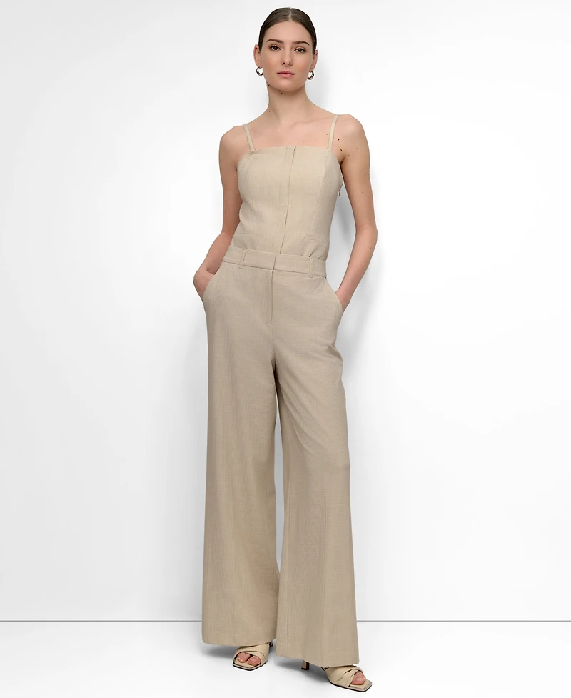 Dkny Women's Seersucker High Rise Wide-Leg Pants