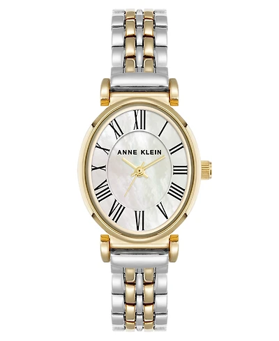 Anne Klein Women's Quartz Contemporary Oval Two-Tone Metal Alloy Bracelet Watch, 25mm