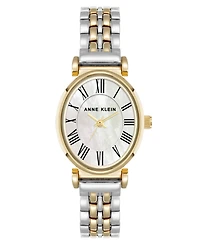 Anne Klein Women's Quartz Contemporary Oval Two-Tone Metal Alloy Bracelet Watch, 25mm