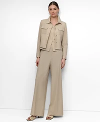 Dkny Women's Seersucker Button-Front Cropped Jacket