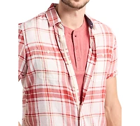 Men's Sagrino Fitted Short Sleeve Plaid Button-Front Shirt