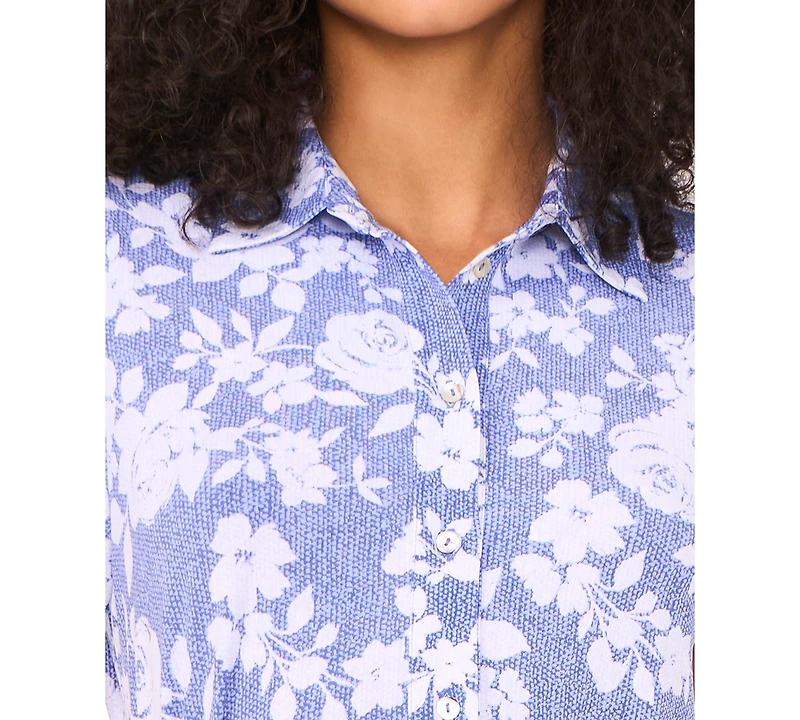 Msk Petite Button-Front Tie-Waist Jersey Shirtdress