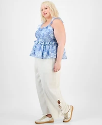 And Now This Plus Floral-Print Ruffled Top, Exclusively at Macy's